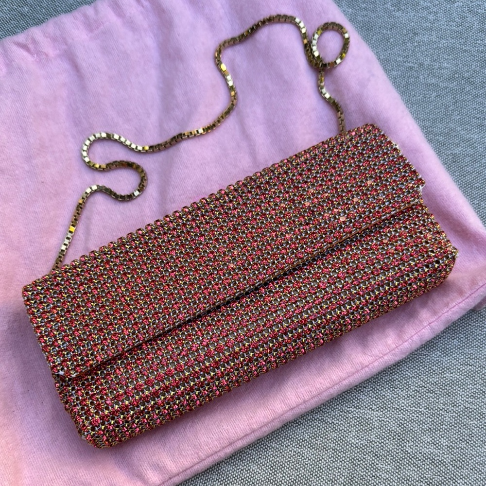 Vintage Escape Pink & Orange Rhinestone Clutch